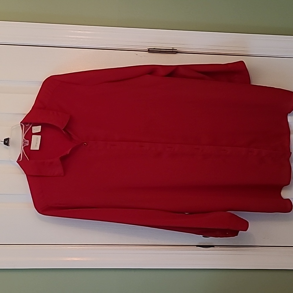 Red silky feel tunic with side slits